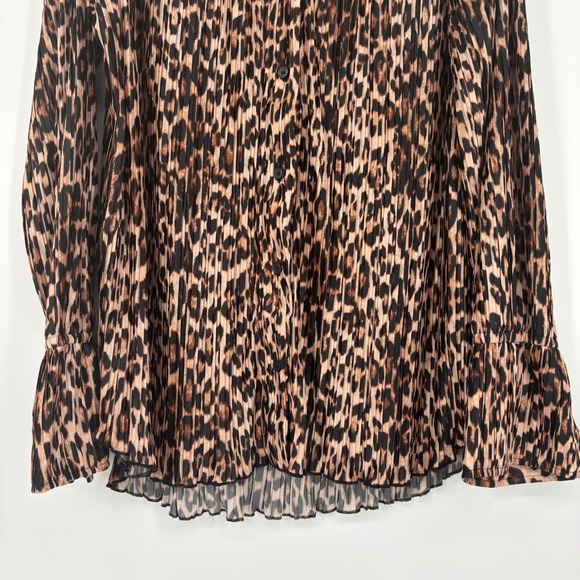 NWT Good American Plisse Leopard Long Sleeve Button Down Shirt Oversized Sz L/XL - Picture 10 of 14